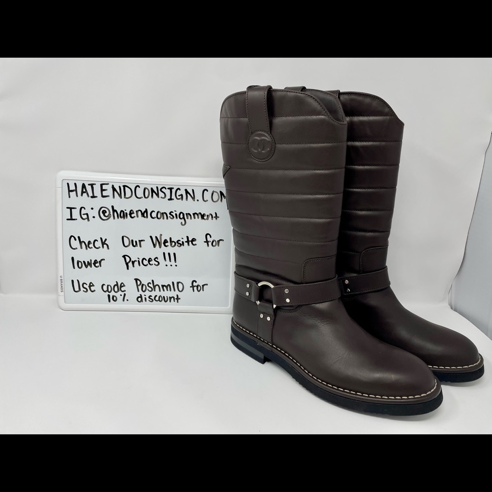 Chanel leather riding boots